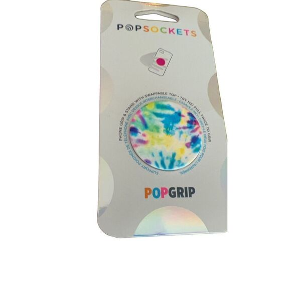 PopSockets Phone Grip, Tie Dye, Blue and Yellow - Picture 5 of 5